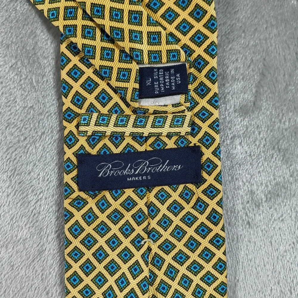 Vintage Brooks Brothers Makers Tie Mens 61x3.5 Silk Geometric Check Abstract USA
